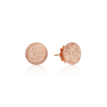 18k Pink Gold Florentine Finish Small Button Stud Earrings