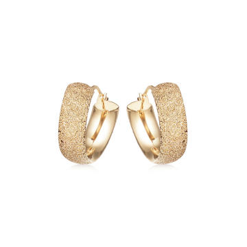 18k Yellow Gold Florentine Finish Small Flat Round Hoop Earrings
