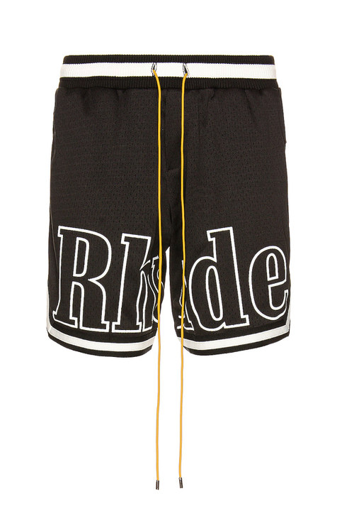 RHUDE COURT LOGO SHORT IN BLACK 쇼츠展示图