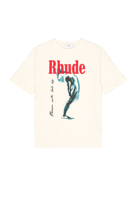 RHUDE GOD HELP ME TEE IN VINTAGE WHITE 셔츠展示图
