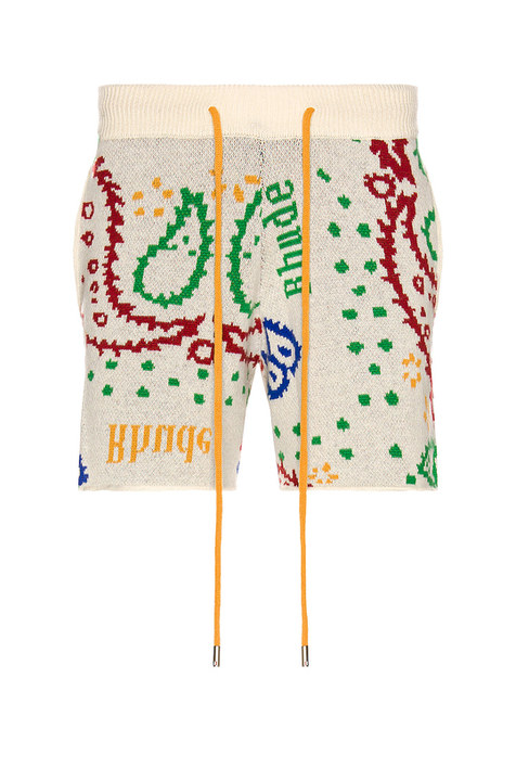 RHUDE MULTI COLOR BANDANA SHORT IN CREME & MULTI 쇼츠展示图