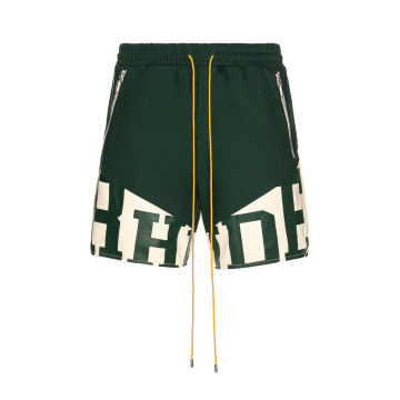 RHUDE FLIGHT SHORT IN HUNTER GREEN & CREME 短裤