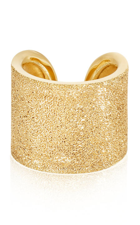 18k Yellow Gold Florentine Finish Cuff Ring展示图