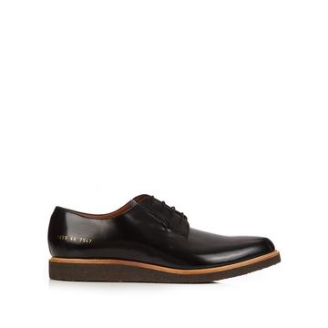 Raised-sole lace-up leather derby shoes