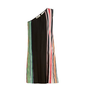 One-shoulder pleated dress