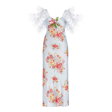 Ruffled Floral-Print Silk-Blend Midi Dress