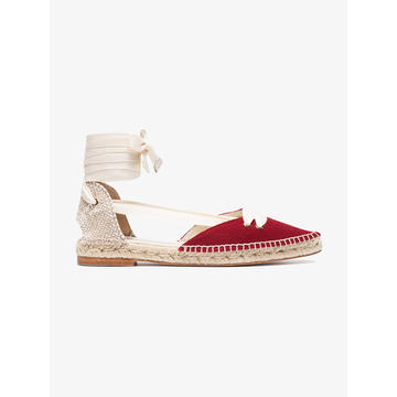 X Manolo Blahnik red flat espadrilles