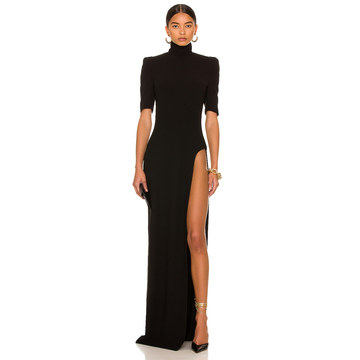 High Slit T-Neck Gown