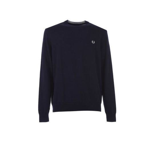 Fred Perry Blue Classic Cotton Crew Neck Jumper展示图