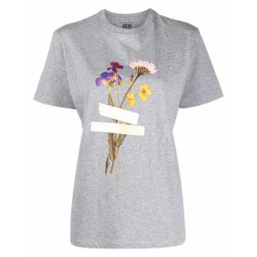 胶带图案花卉印花T恤