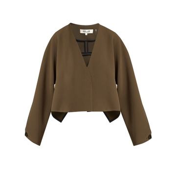 V-neck cropped crepe jacket