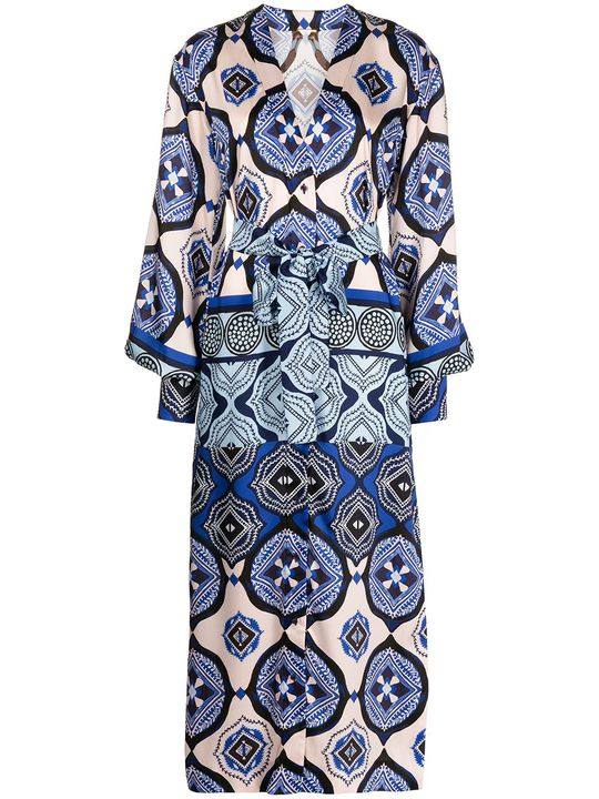 Vicenta Santorini 印花睡袍式连衣裙展示图