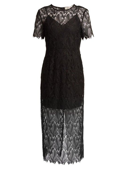 Leaf and floral macramé-lace pencil dress展示图