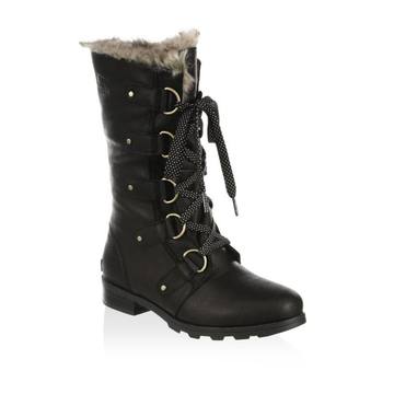 Emelie Faux Fur & Leather Lace-Up Boots