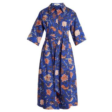 Canton-print stretch-cotton dress