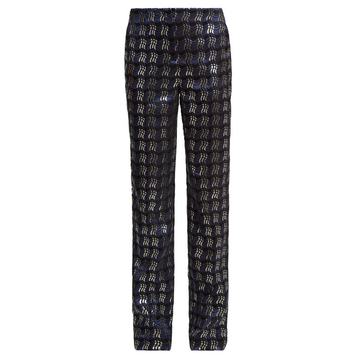 Waved-check jacquard straight-leg trousers