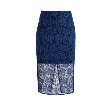 Geometric-embroidered tulle pencil skirt
