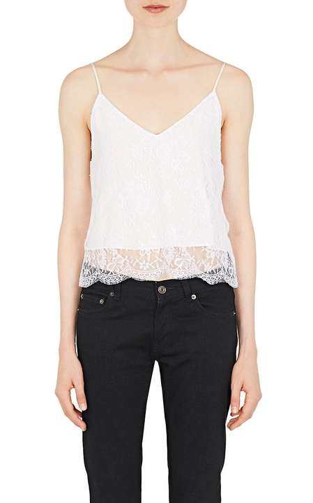 Cotton-Blend Lace V-Neck Tank展示图