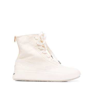 LEATHER MIX HI-TOP SNEAKER WHITE NO COLO