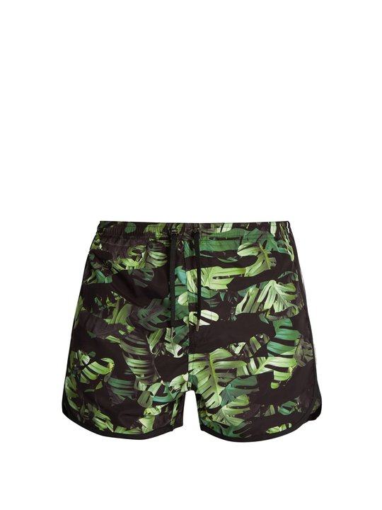 Camouflage palm leaf-print swim shorts展示图