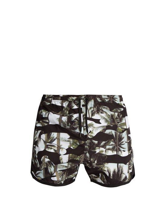 Camouflage palm-print swim shorts展示图