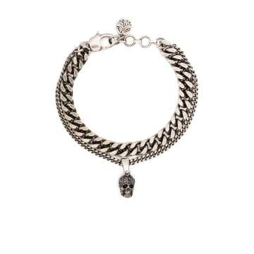 double-chain skull-charm bracelet