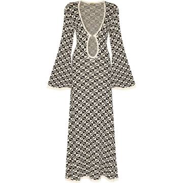 Lori geometric-pattern jacquard midi dress