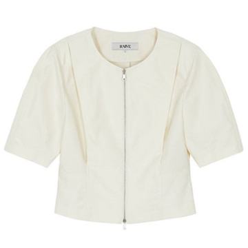 Cropped Two-way Zip-up Jacket in Ivory
