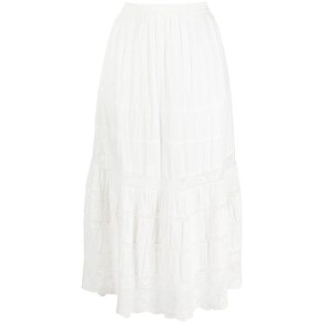 lace-trimmed midi skirt