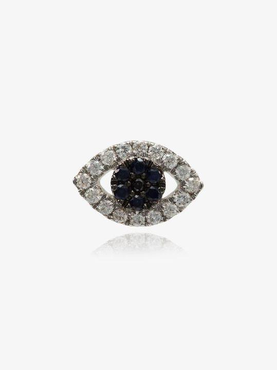 diamond and sapphire evil eye earring展示图