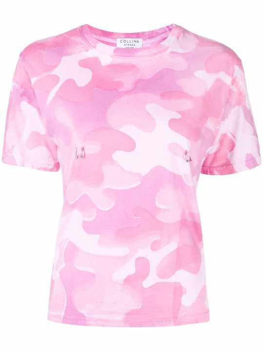 ring-detail camouflage-print T-shirt展示图