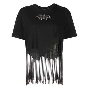 fringed rhinestone-embellished crop top