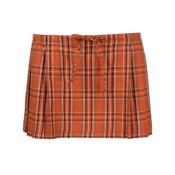 plaid drawstring mini skirt