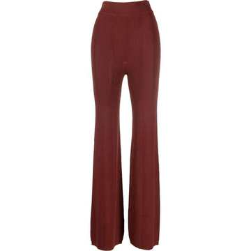 rib-knit flared trousers