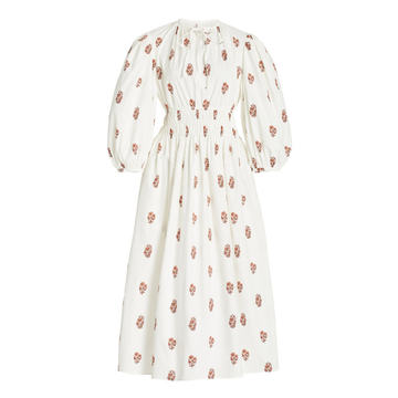 Georgina Smocked Floral Cotton Midi Dress