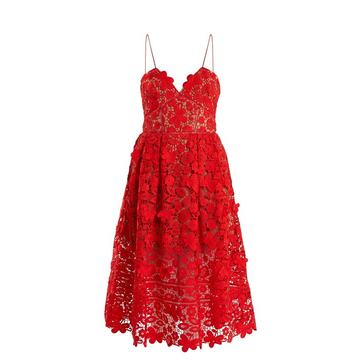 Azaelea sleeveless 3-D lace midi dress