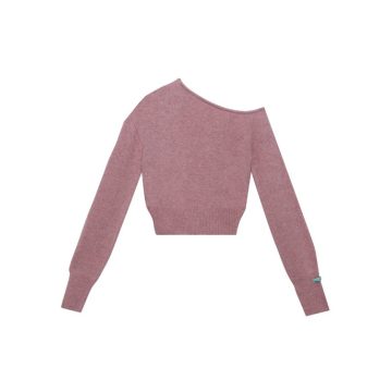 One-shoulder wool-blend sweater