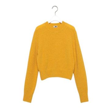 ALPACA BOUCLE CROPPED KNIT PULLOVER