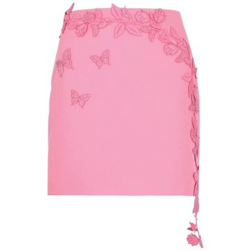 BLUMARINE Pink Floral-appliquéd Mini Skirt - 12