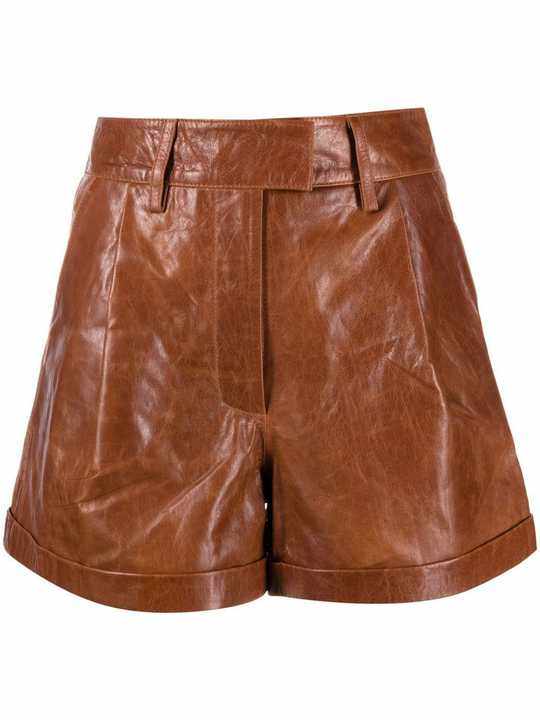 high-waist leather shorts展示图