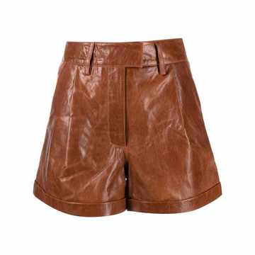 high-waist leather shorts