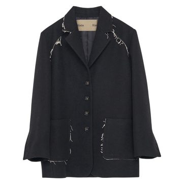 RAW CUTTING COAT JACKET IN BLACK