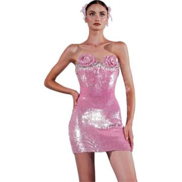Marilyn Mini Sequins Dress - Pink