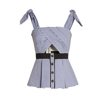 Tie-shoulder striped cotton top Tie-shoulder striped cotton top