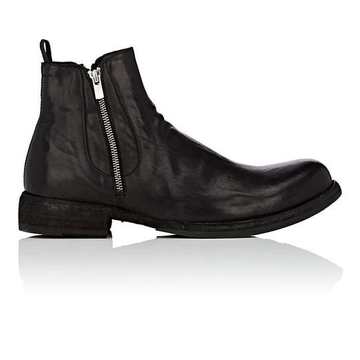 Double-Zip Leather Chelsea Boots