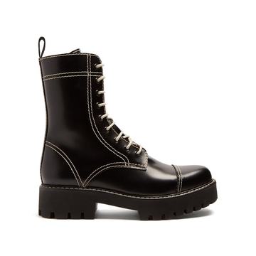 Contrast-stitch leather boots