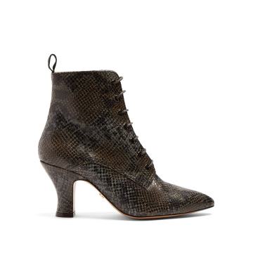 Victorian snakeskin-effect leather lace-up boots