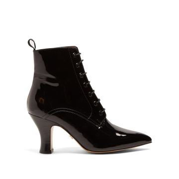 Victoriana patent-leather lace-up boots