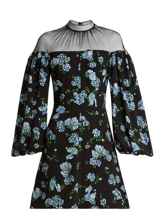 Femie floral-print textured-georgette dress展示图
