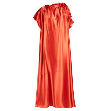 Emore ruffle-trimmed satin dress